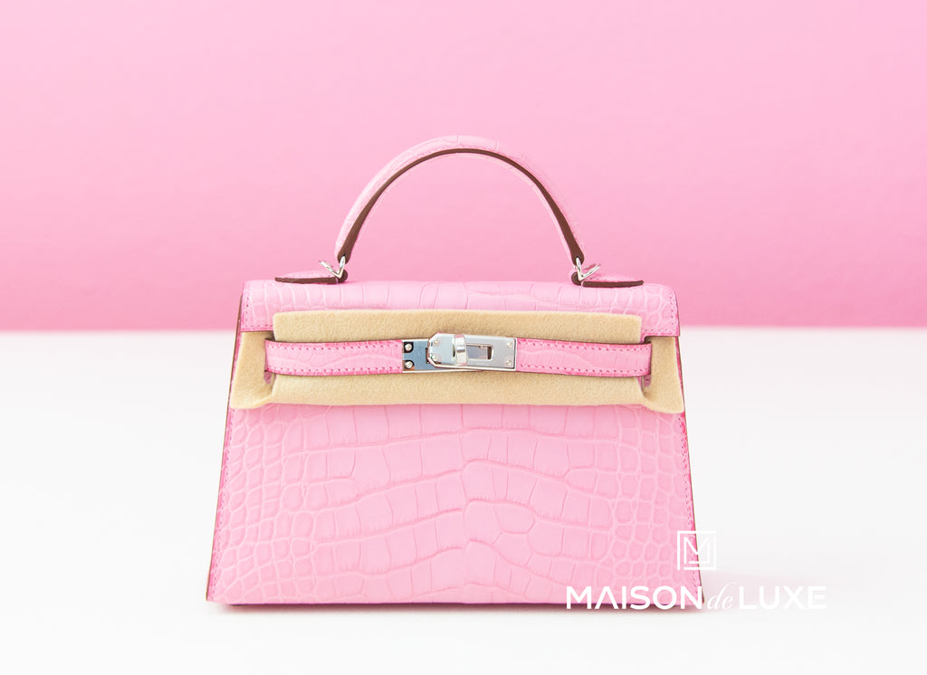 Hermes Mini Kelly II 20 5P Bubblegum Pink Matte Alligator