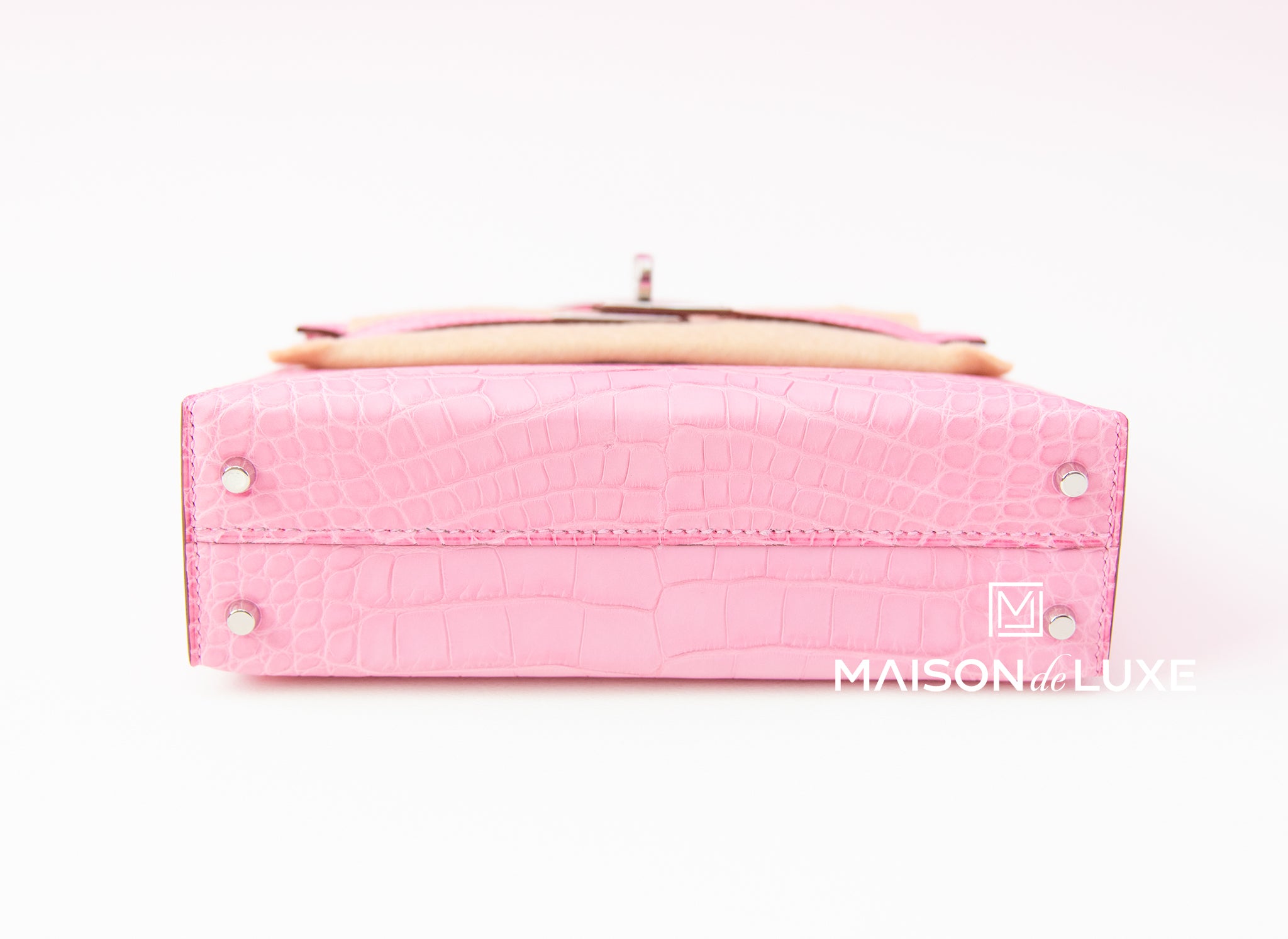 Hermes 5P Bubblegum Pink Crocodile Alligator Kelly 25 Bag Pochette