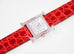 Hermes Diamond H Hour Watch PM Braise Ferrari Red Crocodile Strap