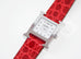 Hermes Diamond H Hour Watch PM Braise Ferrari Red Crocodile Strap