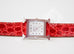 Hermes Diamond H Hour Watch PM Braise Ferrari Red Crocodile Strap
