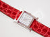 Hermes Diamond H Hour Watch PM Braise Ferrari Red Crocodile Strap