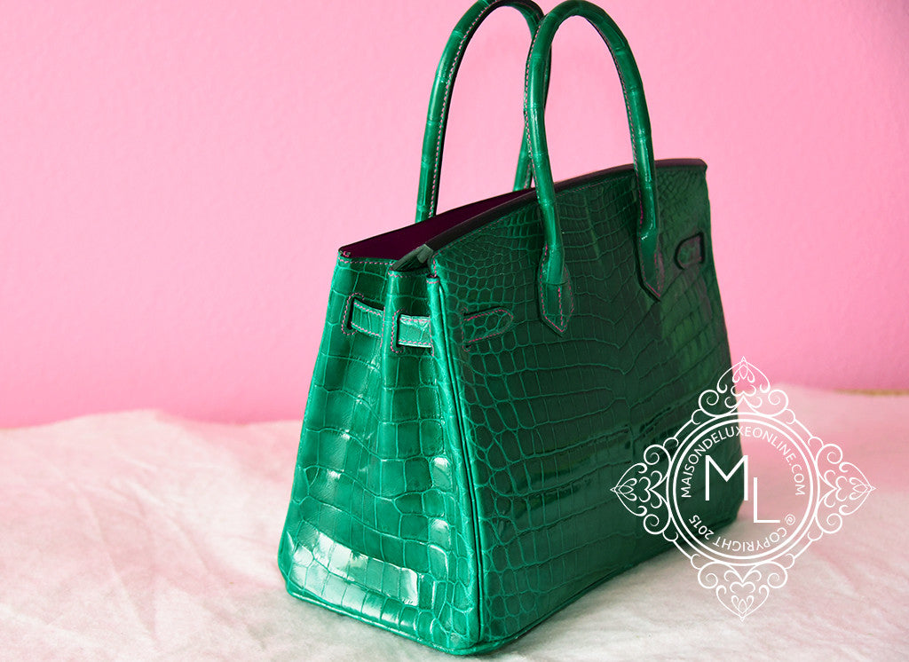 Hermes Green Vert Fonce Emerald Crocodile Birkin 25 Handbag Kelly Bag –  MAISON de LUXE