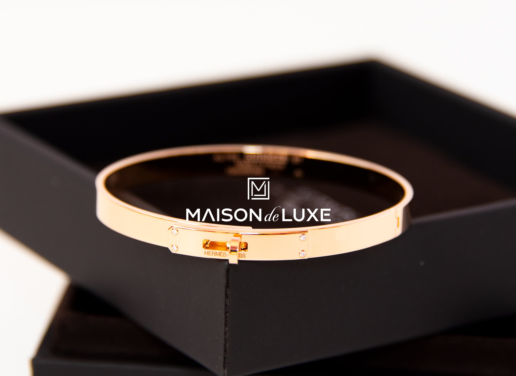 Hermes Rose Gold 4 Diamonds Kelly Bracelet ST MAISON de LUXE