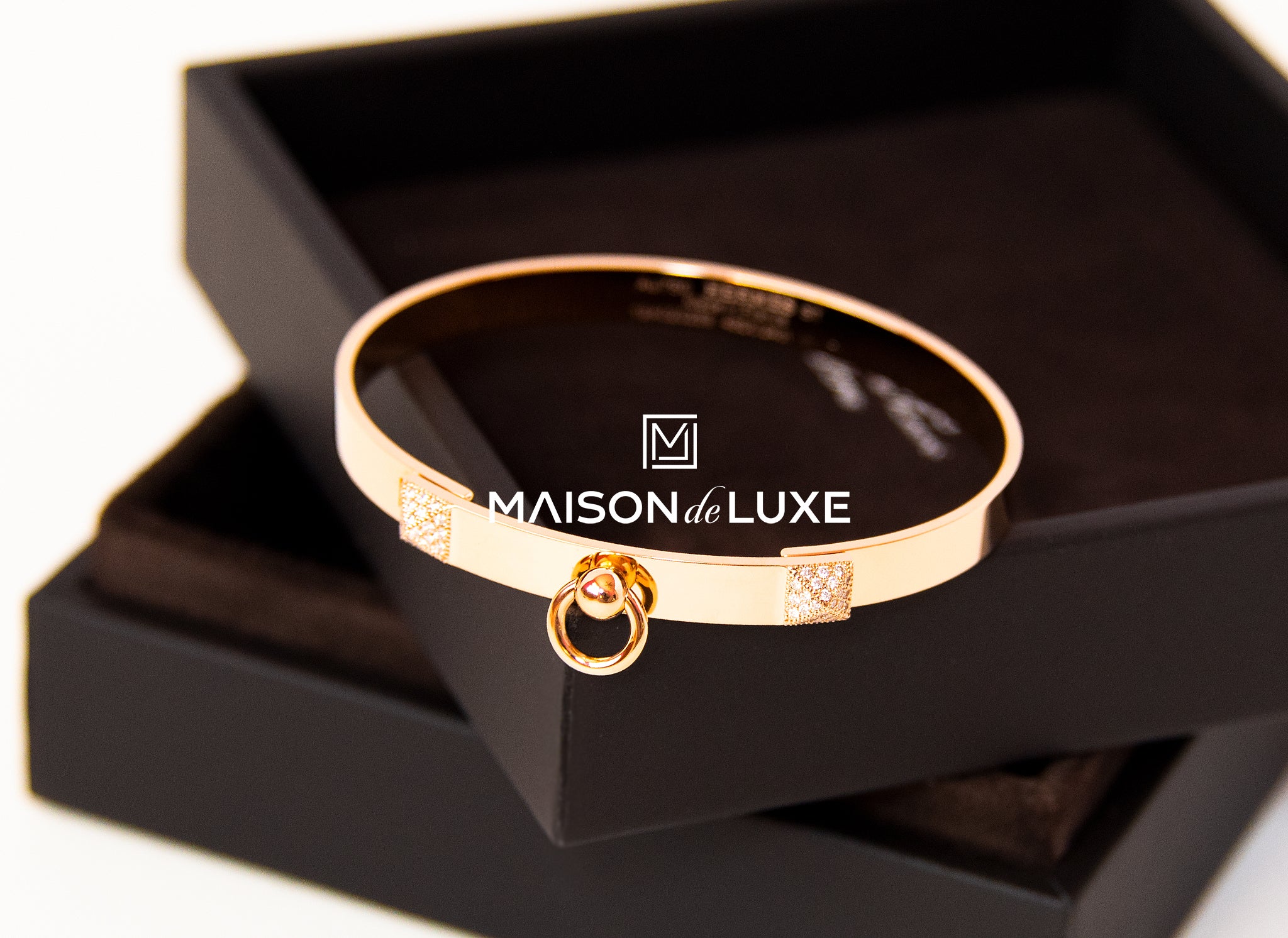 Hermes Rose Gold Diamond Collier de Chien CDC Bracelet ST Bangle Cuff MAISON de LUXE