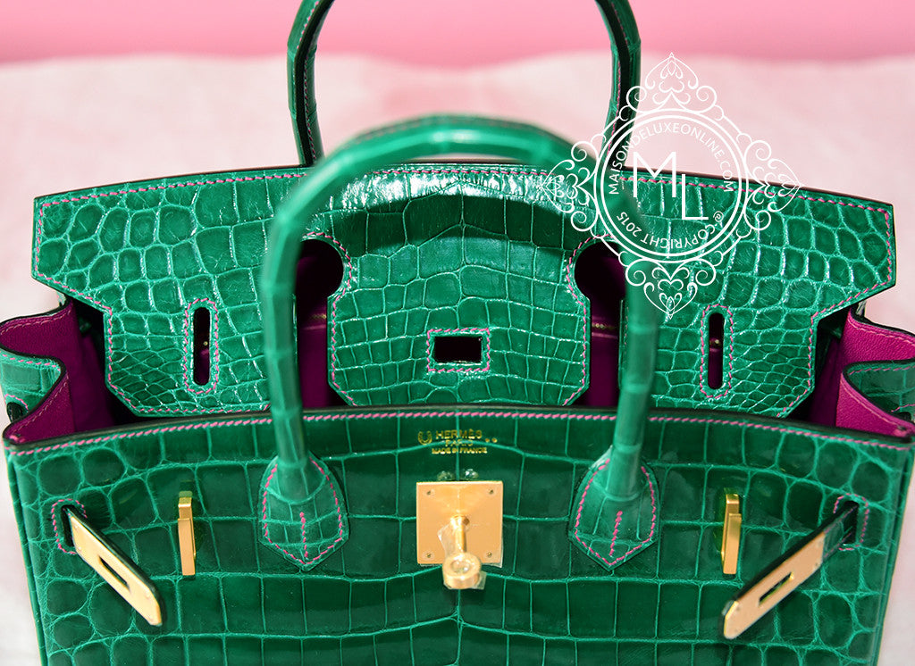 HERMES ROSE SCHEHERAZADE PINK CROCODILE BIRKIN 30 KELLY – MAISON