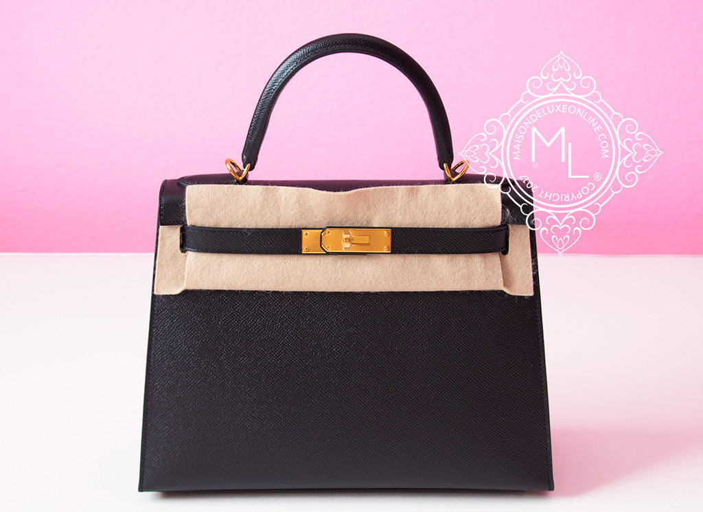 Hermes Noir Black GHW Sellier Epsom Kelly 28 Handbag