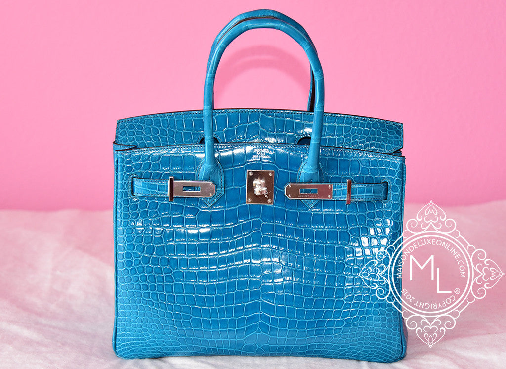 HERMES ROSE SCHEHERAZADE PINK CROCODILE BIRKIN 30 KELLY – MAISON de LUXE