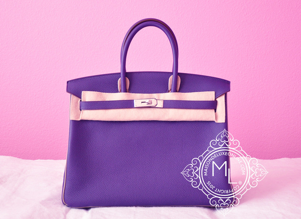 Hermes Iris Purple + Gris Gray Bicolor Togo Birkin 35 cm - New - MAISON de LUXE - 1