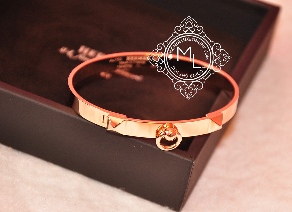 Hermes Rose Gold Collier de Chien Bracelet CDC Bangle Cuff SH - New - MAISON de LUXE - 1