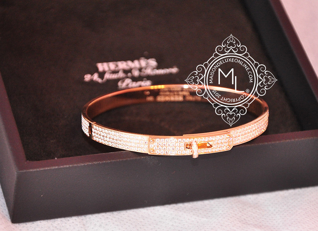 Hermes Rose Gold Pave Diamond Kelly Bracelet SH – MAISON de LUXE