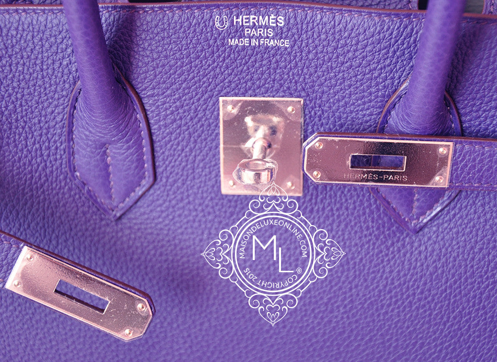 Hermes Iris Purple + Gris Gray Bicolor Togo Birkin 35 cm