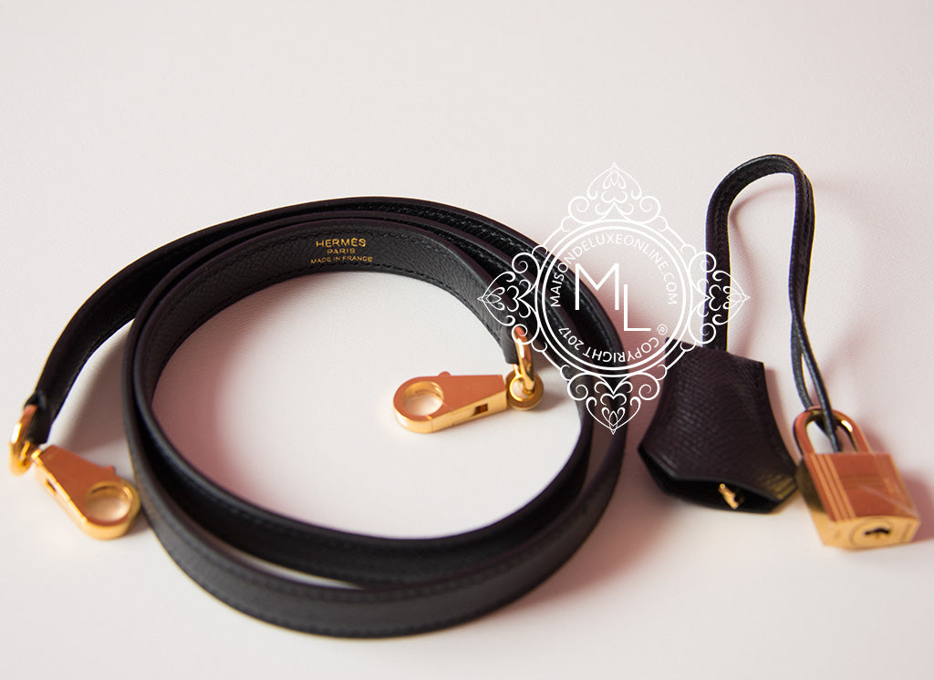 Hermès Kelly 25 Noir (Black) Epsom Gold Hardware GHW — The French Hunter