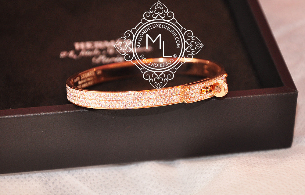 Hermes Rose Gold Pave Diamond Kelly Bracelet SH – MAISON de LUXE