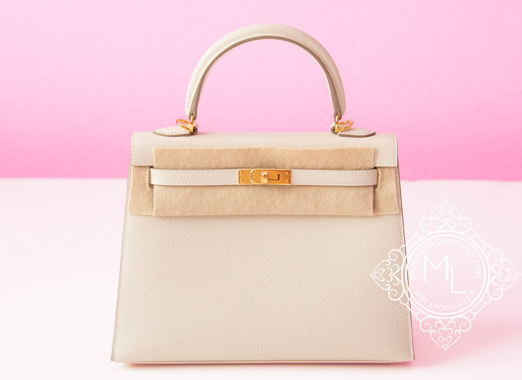 Hermes Kelly 25 Sellier Bag Neutral Craie Epsom Gold Hardware at 1stDibs