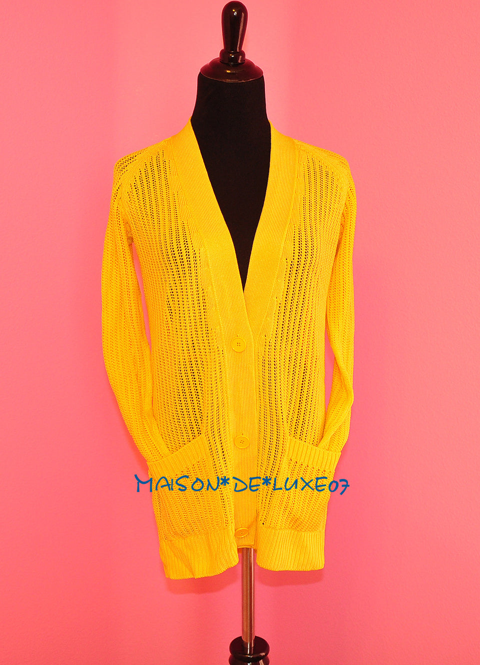 Hermes Yellow Jaune Silk Cardigan Sweater EU 34
