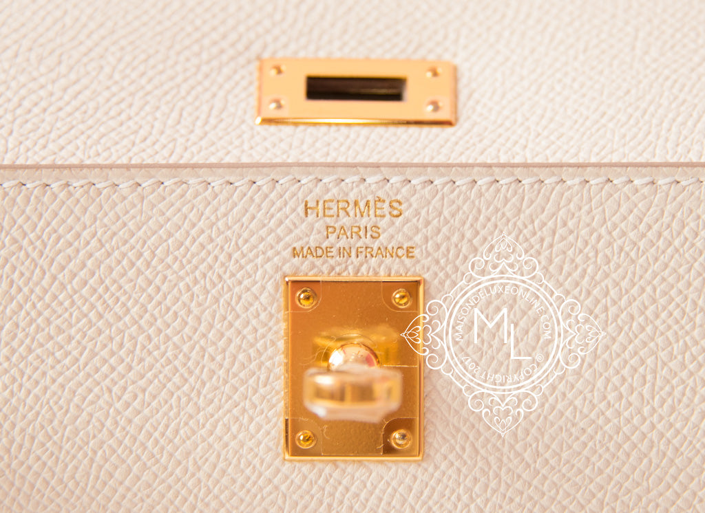 Hermes Kelly 25 Sellier Bag Neutral Craie Epsom Gold Hardware • MIGHTYCHIC  • 