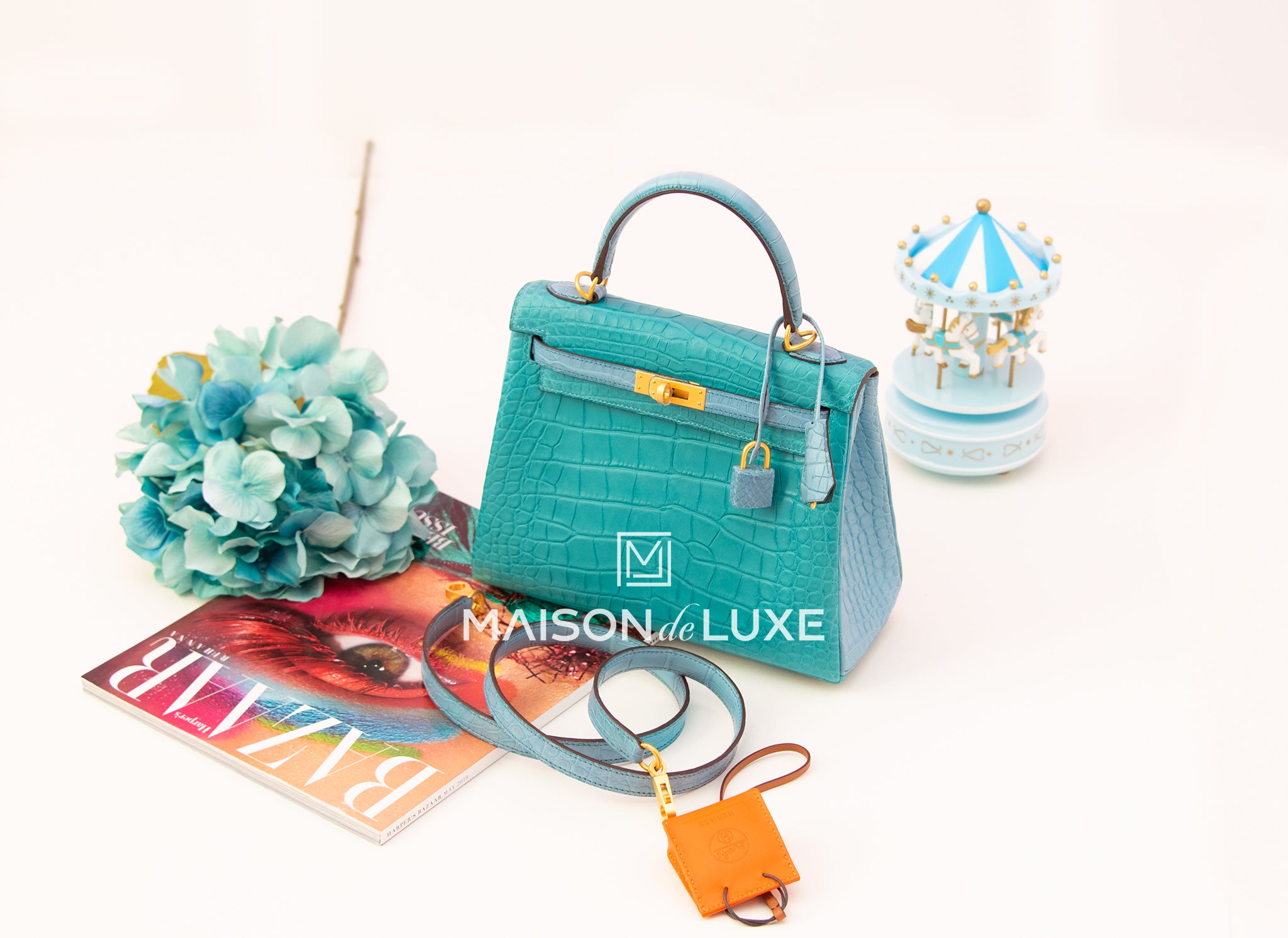 Hermes Blue Paon + Bleu Saint CYR HSS Crocodile Alligator Kelly 25