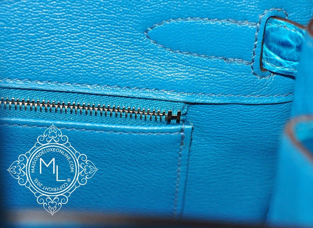 Hermès Bleu Electrique Birkin 30cm of Shiny Porosus Crocodile with  Palladium Hardware, Handbags & Accessories Online, Ecommerce Retail