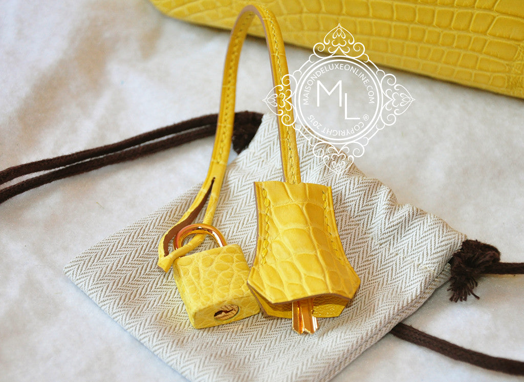 Hermes Mimosa Yellow GHW Crocodile Birkin 30 Kelly Bag – MAISON de