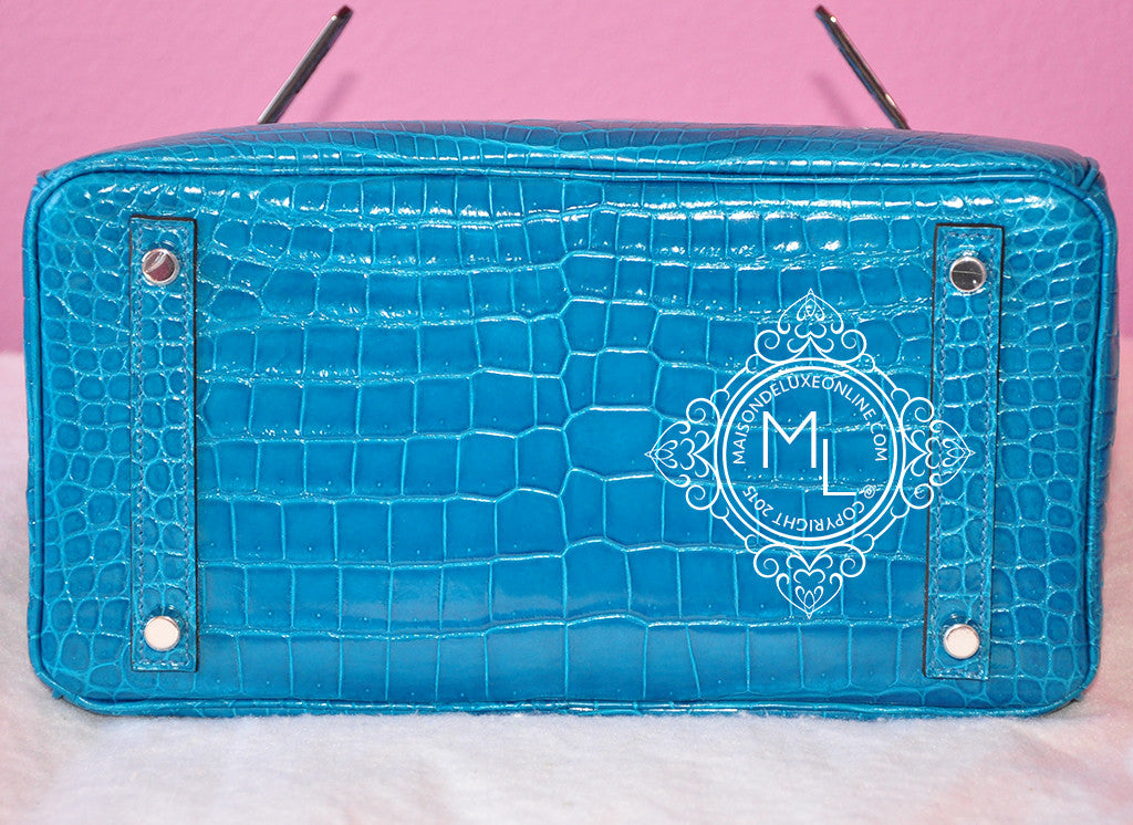 Hermes Blue Izmir Turquoise Porosus Crocodile Birkin 30 Bag – MAISON de LUXE