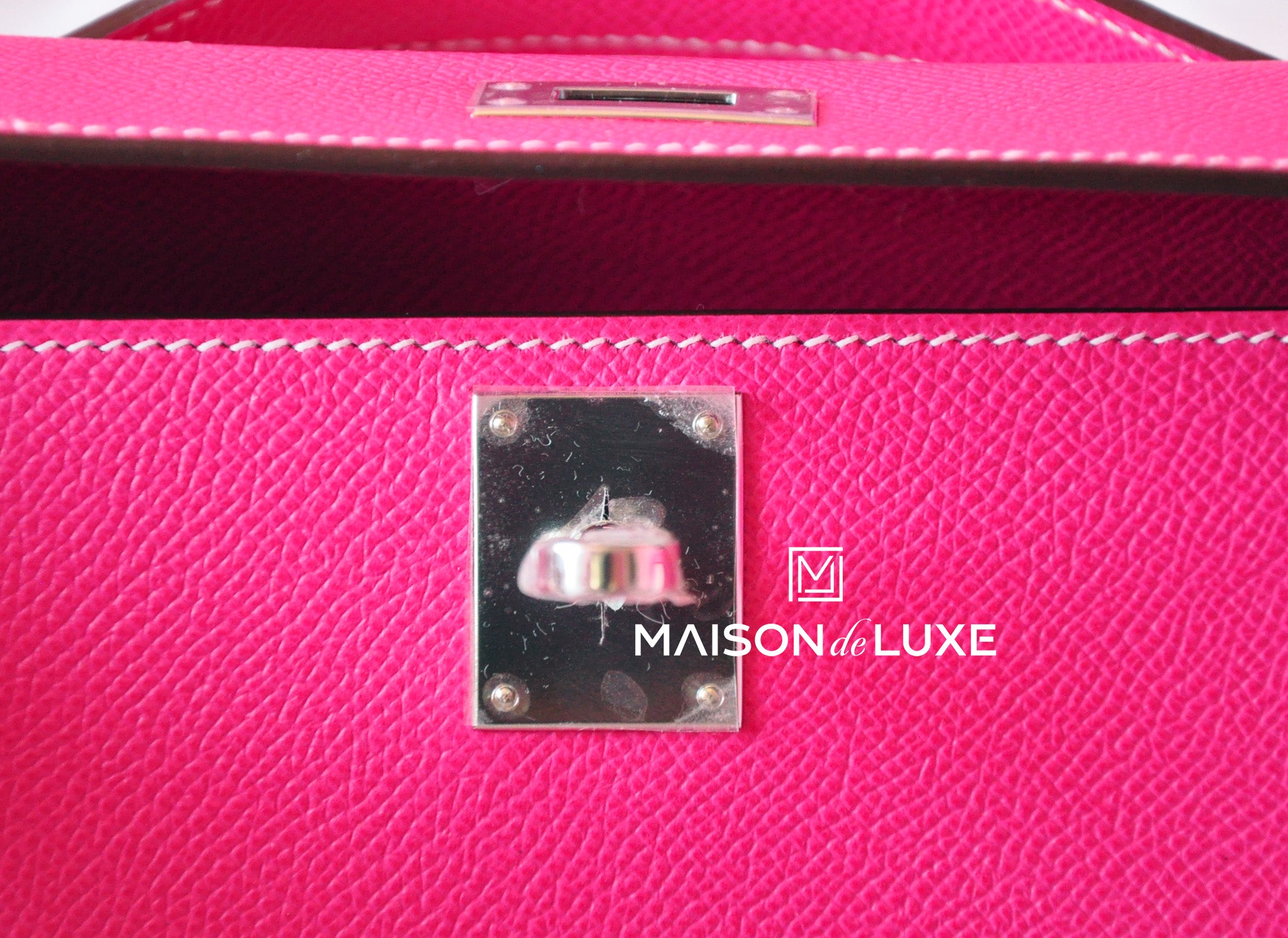 Hermes Rose Tyrien PHW Epsom Kelly Cut - MAISON de LUXE