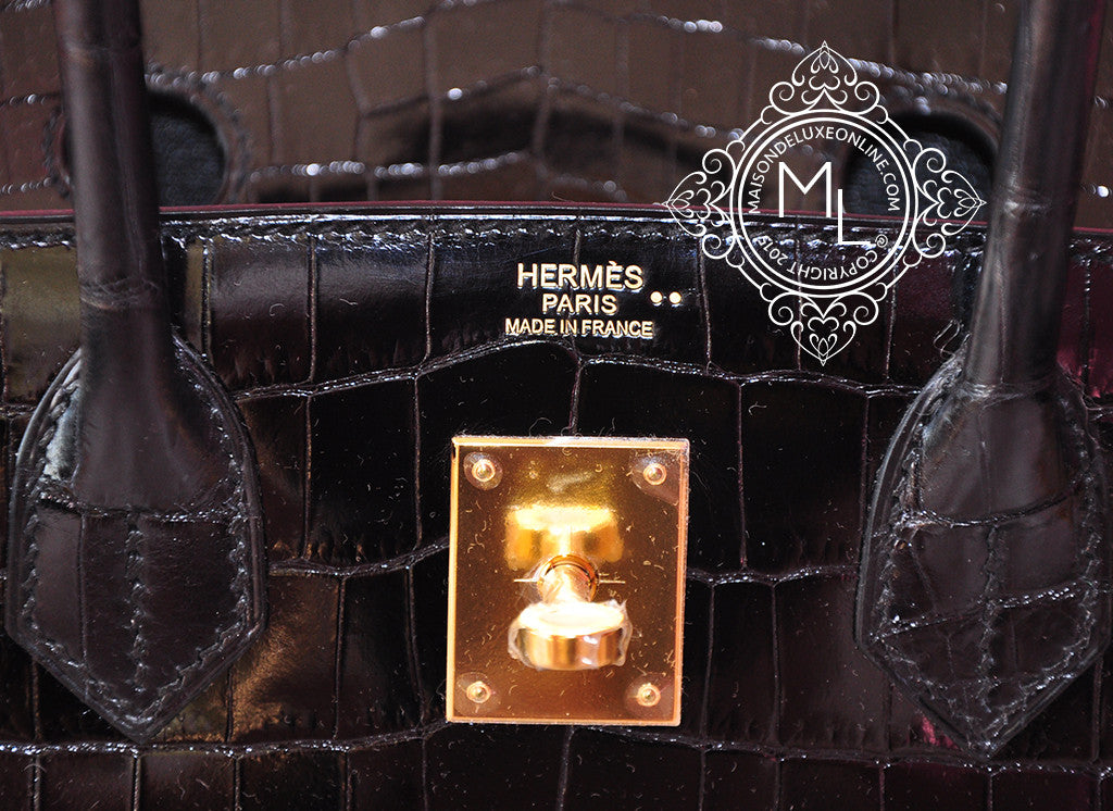 Hermès Birkin 30 Noir (Black) Alligator Mississippi Matte Gold Hardware GHW