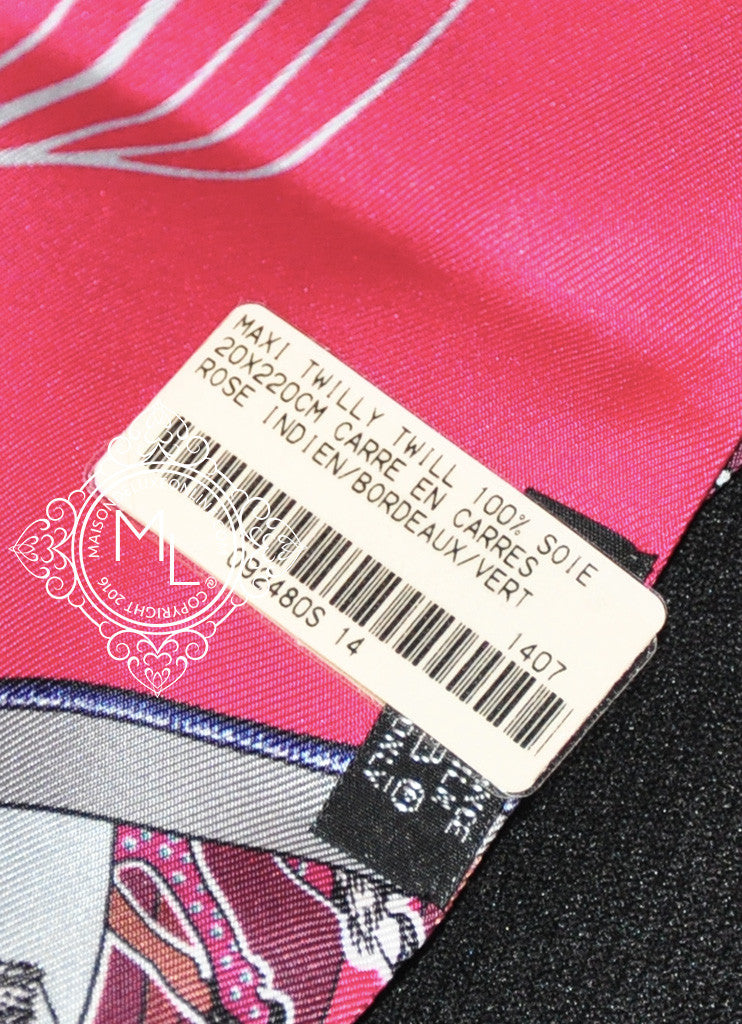 Hermes Rose Pink Silk Carre en Carres Maxi Twilly Shawl Scarf Wrap ...