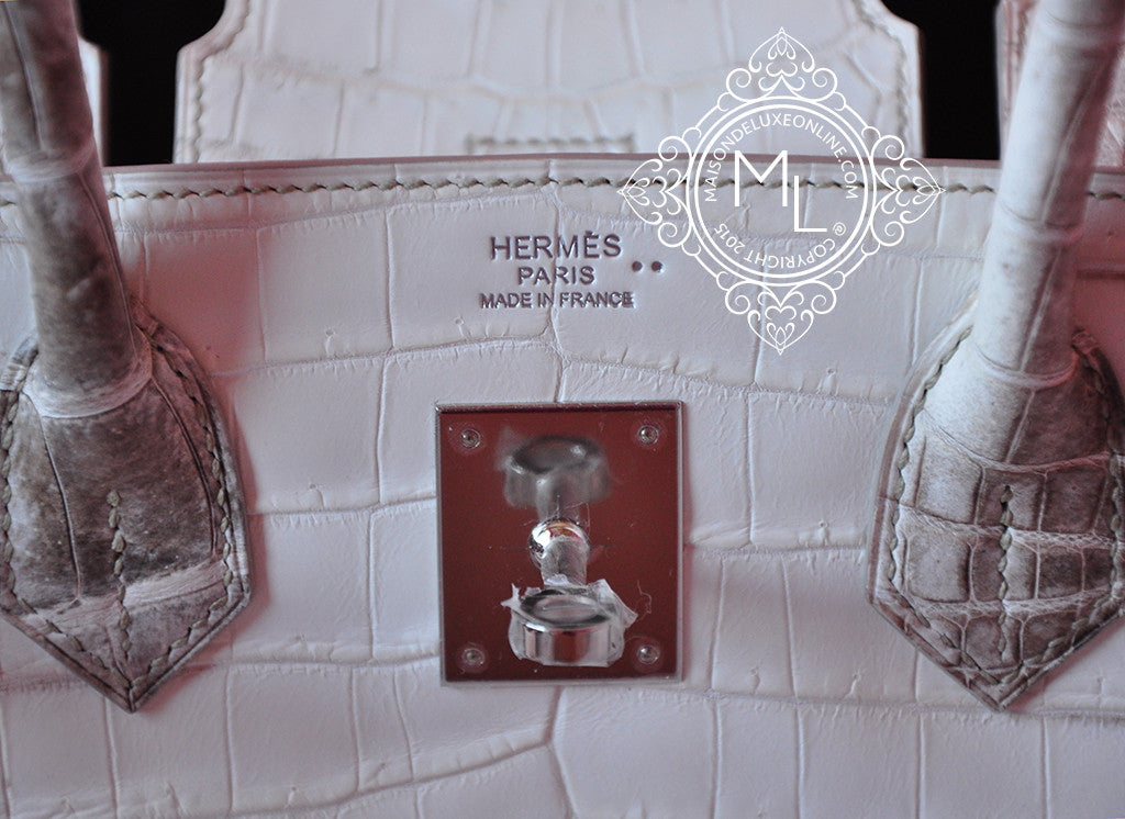 Hermes Blanc Himalayan Himalaya Birkin 30 White Crocodile - MAISON de LUXE