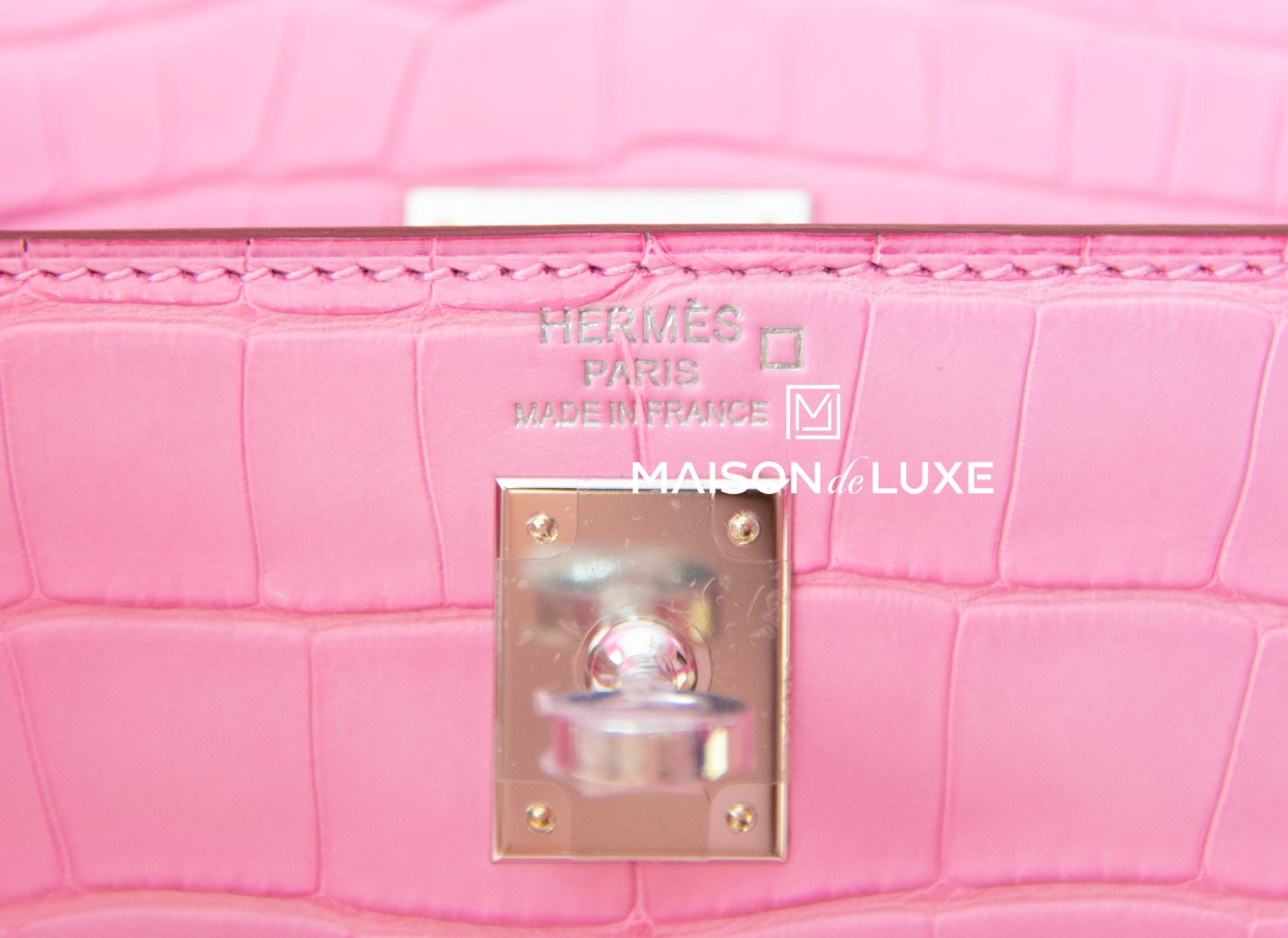 Brand new Hermes kelly 25 5P bubblegum pink matte croco Phw