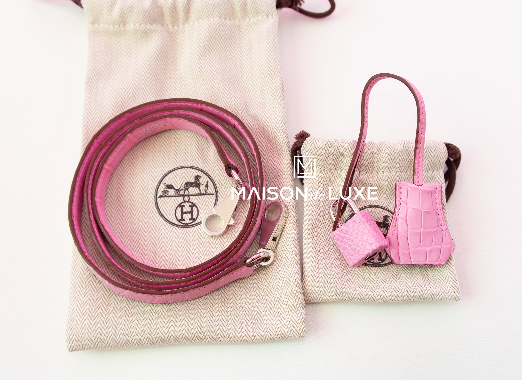 Hermes 5P Bubblegum Pink Crocodile Mini Kelly II 20 cm - MAISON de LUXE