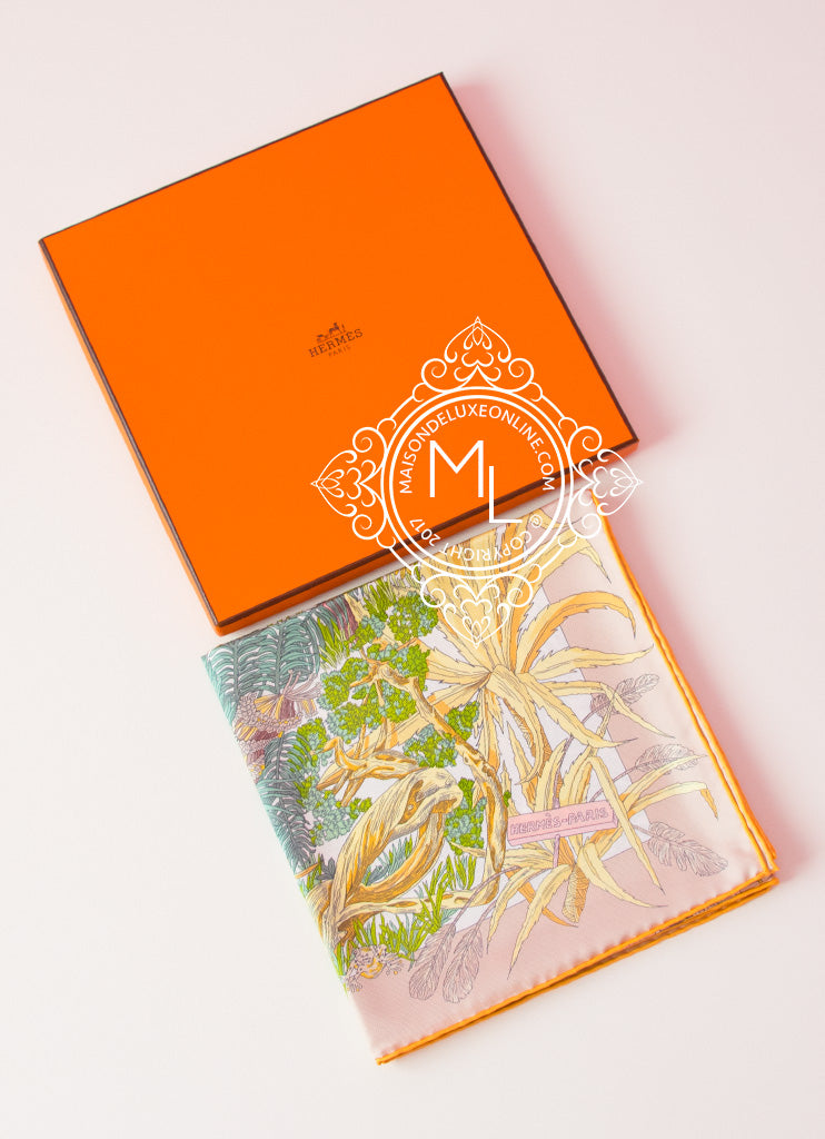 Hermes Pink Twill Silk 90 cm 36 Jardin à Sintra Scarf Shawl Carre Wrap ...