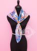 Hermes Blue Orange Twill Silk 90 cm Fleurs de Giverny Scarf