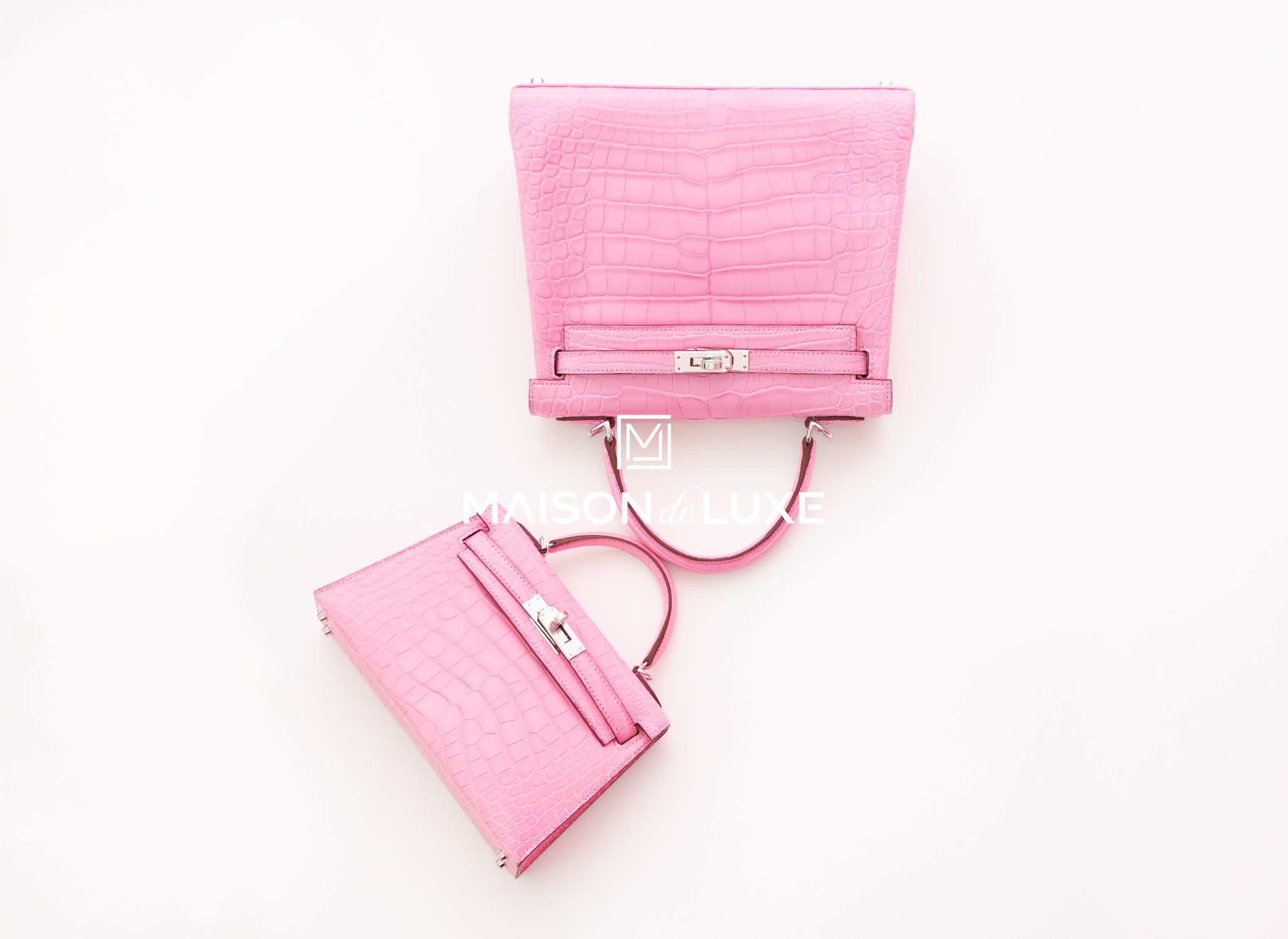 Hermes 5P Bubblegum Pink Crocodile Kelly 25 Handbag - MAISON de LUXE