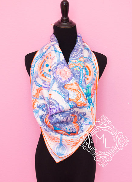 Hermes Blue Twill Silk 90 cm 36
