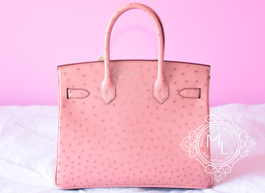 Hermes Pink Terre Cuite GHW Ostrich Birkin 30 Handbag - MAISON de LUXE