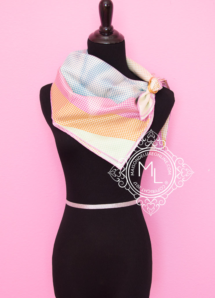 Hermes Blue Pink Les Clés Silk Maxi Twilly Scarf Wrap Shawl Carre