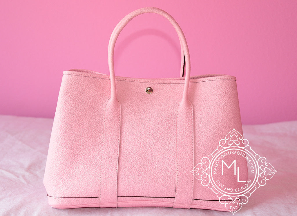 Hermes Pink Rose Sakura Leather 36 Garden Party Handbag - New - MAISON de LUXE - 1