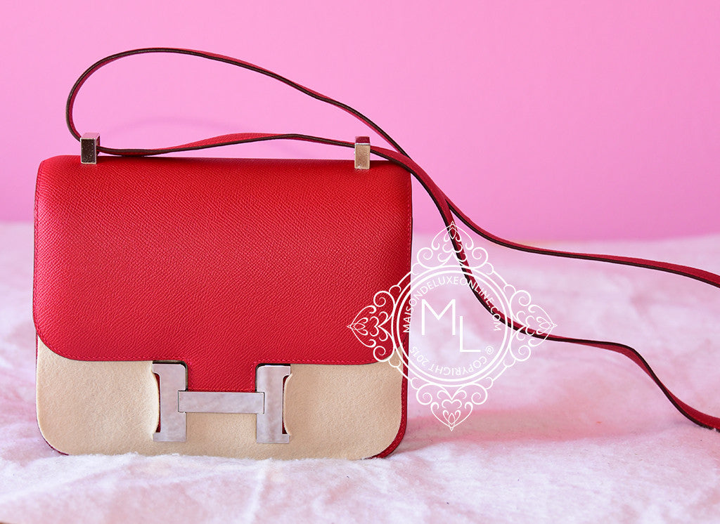 Hermes Rouge Casaque Red Epsom Constance MM 24/25 Handbag - New - MAISON de LUXE - 1