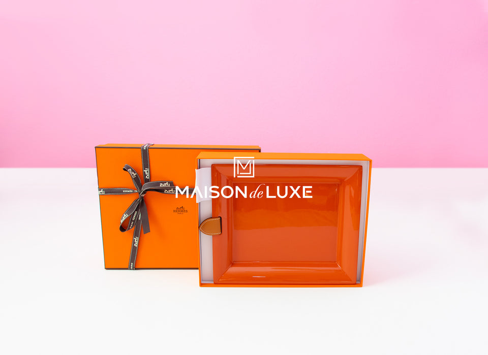 Hermes Classic Orange Chakor Lacquered Change Tray