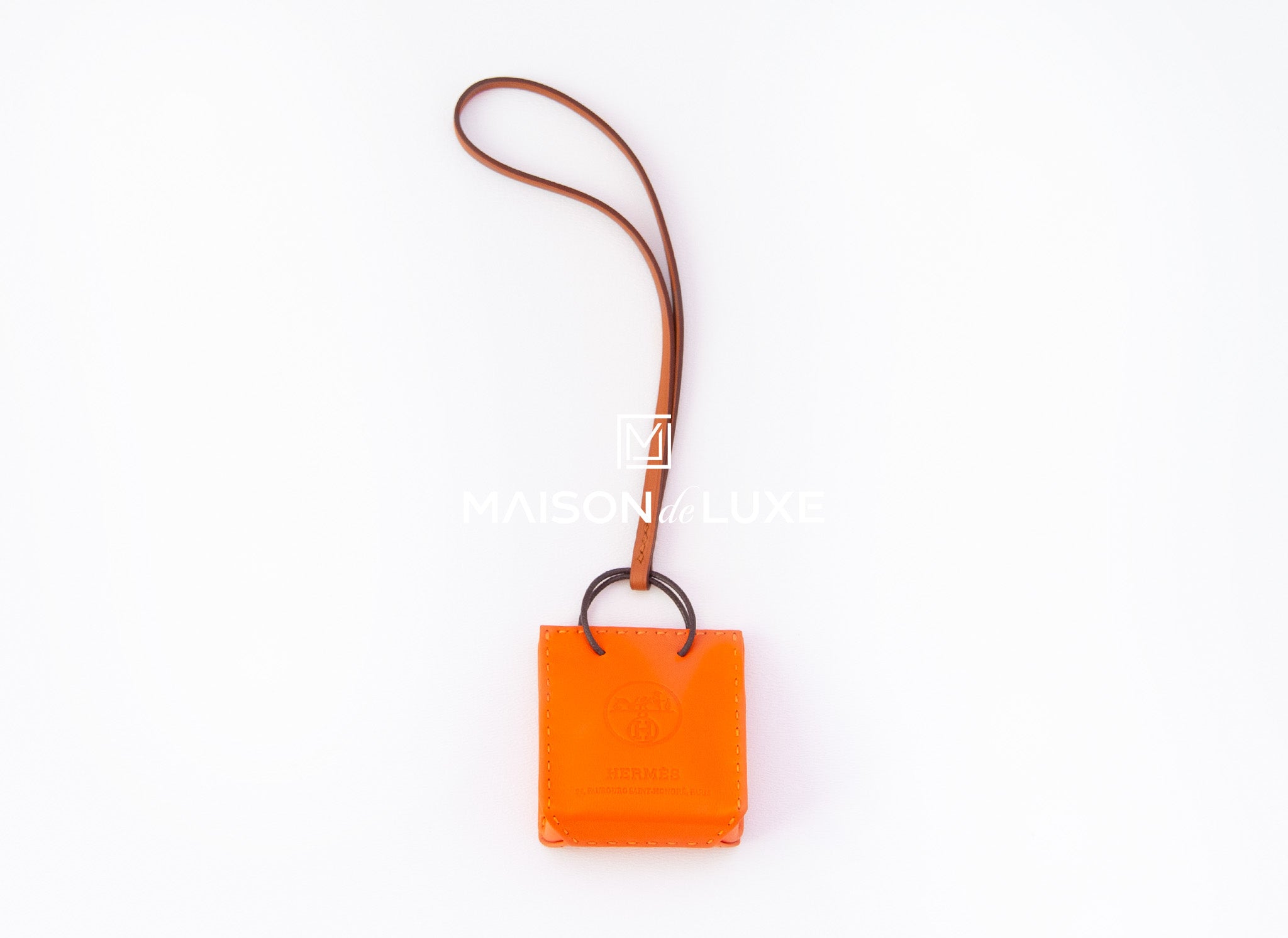 Hermes Shopping Bag Orange Bag Charm New w/ Box – Mightychic