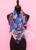 Hermes Blue Corail Twill Silk 90 cm Les tresors d'un Artiste Scarf