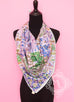 Hermes Parme Blue Twill Silk 90 cm Fleurs de Giverny Scarf