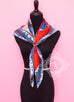 Hermes Red Blue Twill Silk 90 cm Selle d'Officier en Grande Tenue Scarf