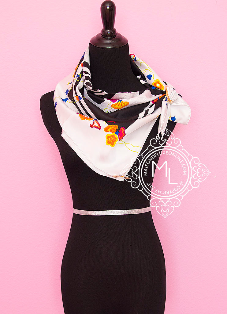 Dior Monogram Black Silk Twill 90cm Scarf at 1stDibs