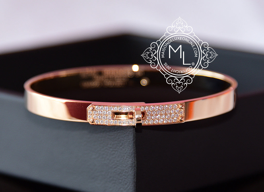 Hermes Rose Gold Pave Diamond Kelly Bracelet SH – MAISON de LUXE