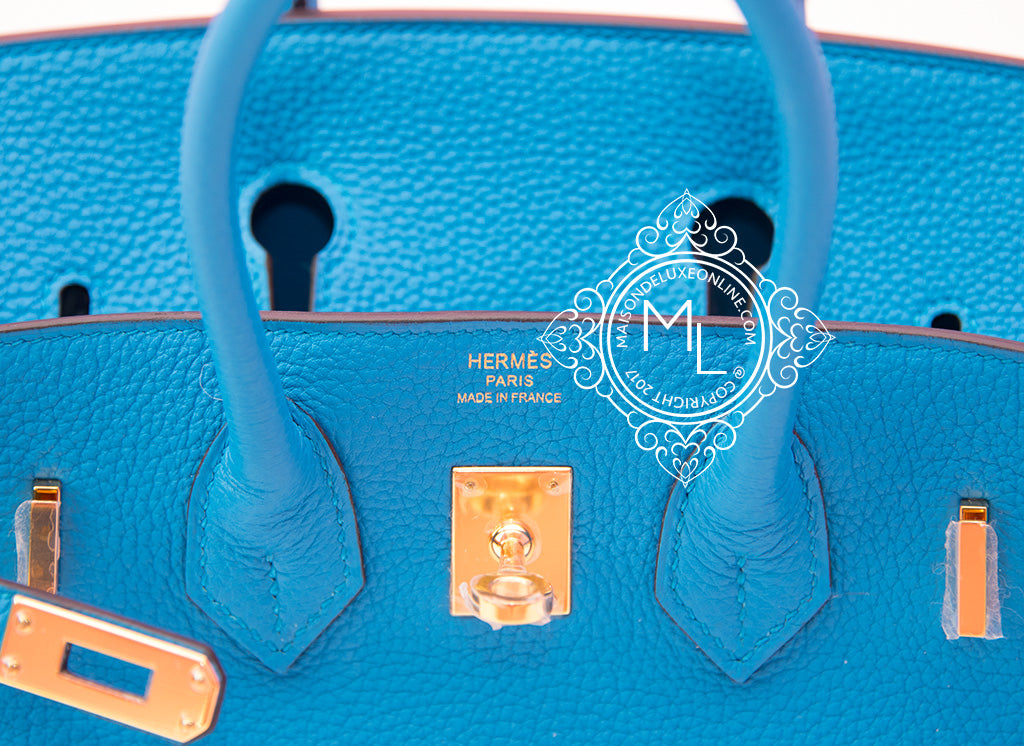 Hermes Birkin 25 Bag Blue Zanzibar Swift Gold Hardware New – Mightychic