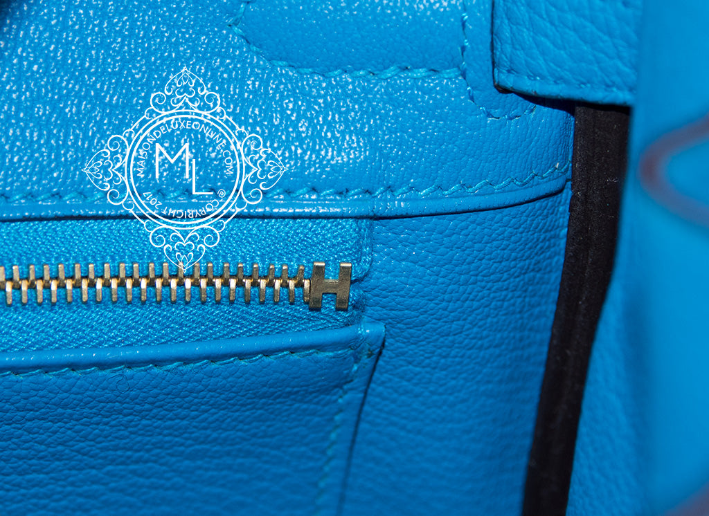 Hermès Birkin 25 Top Handle Bag In Bleu Zanzibar Togo With Gold Hardware in  Blue