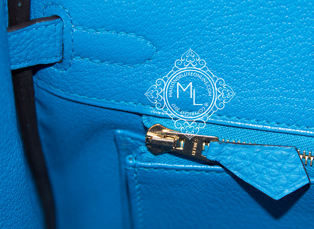Hermes Blue Zanzibar Togo Gold Hardware Birkin 25 Handbag Bag Tote – MAISON  de LUXE