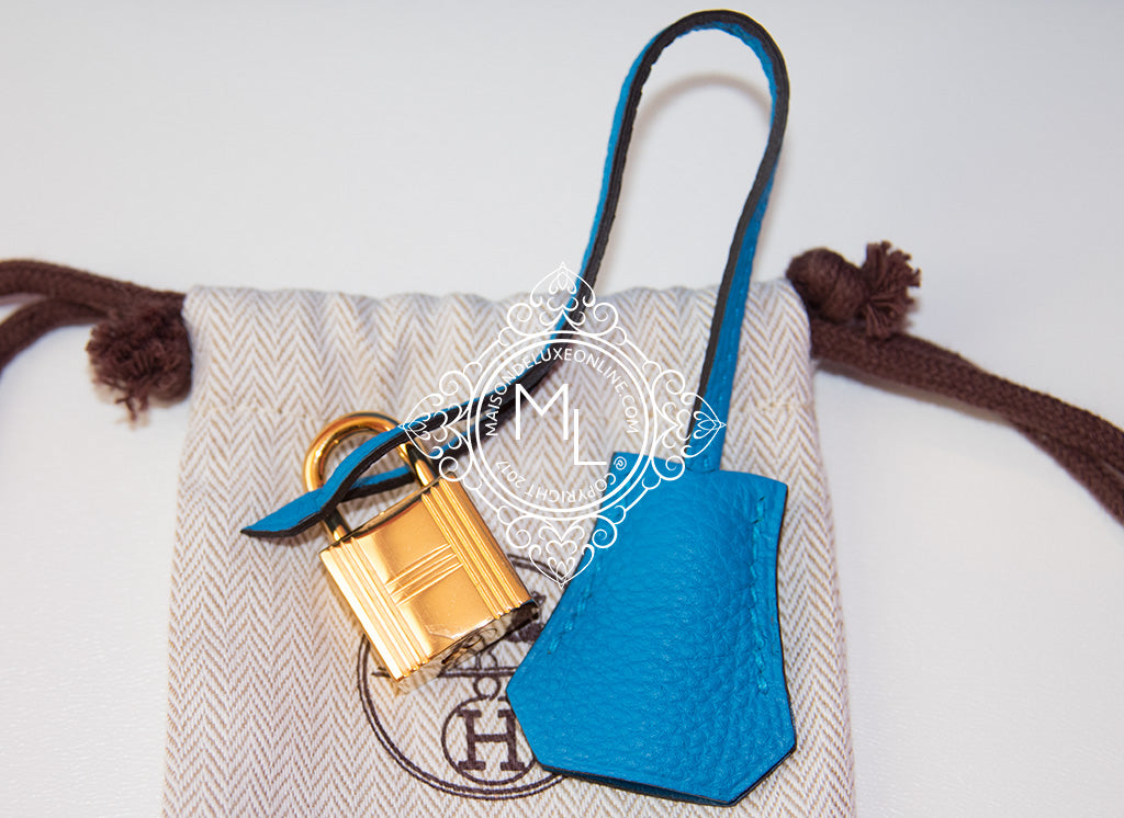 Hermes Blue Zanzibar 28cm Togo Kelly Bag Gold Hardware - Chicjoy